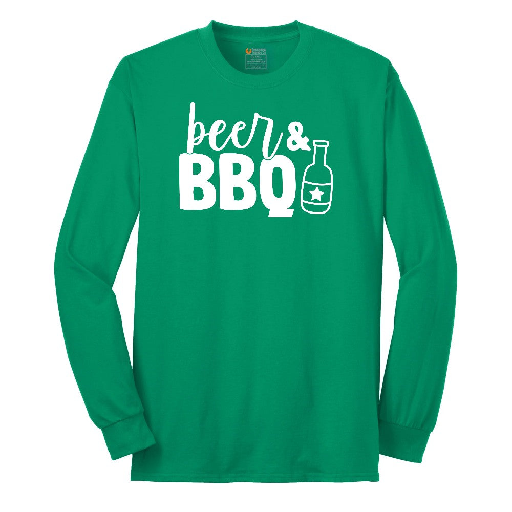 Beer and BBQ Long Sleeve Tee - Kelly Green