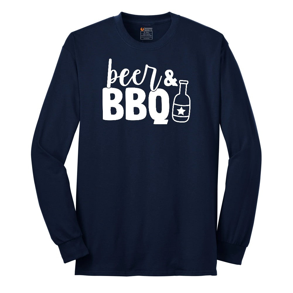 Beer and BBQ Long Sleeve Tee - Navy