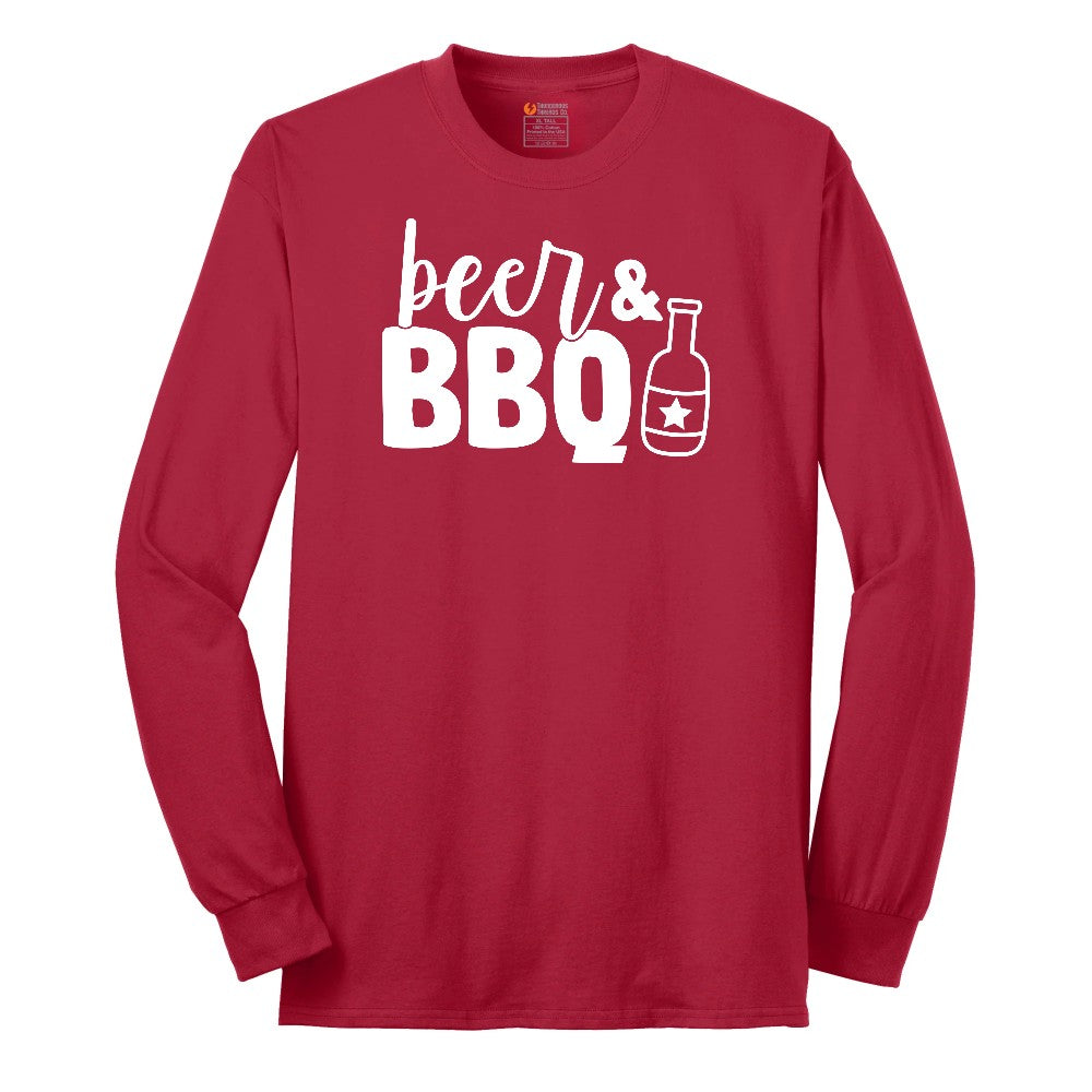 Beer and BBQ Long Sleeve Tee - Red