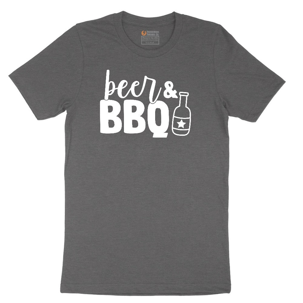 Beer and BBQ Short Sleeve Tee - Dark Heather Grey