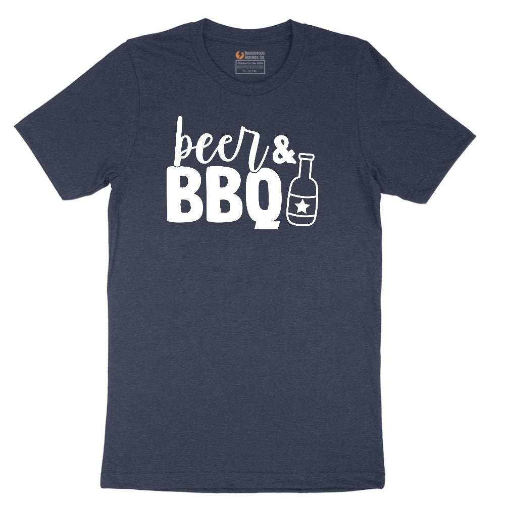 Beer and BBQ Short Sleeve Tee - Heather Navy