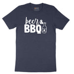 Beer and BBQ Short Sleeve Tee - Heather Navy