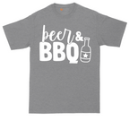Beer and BBQ tall t-shirt for men in Athletic Heather