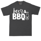 Beer and BBQ tall t-shirt for men in Dark Heather Grey