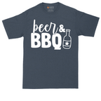 Beer and BBQ tall t-shirt for men in Heather Navy