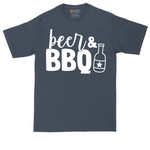 Beer and BBQ tall t-shirt for men in Heather Navy