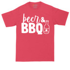 Beer and BBQ tall t-shirt for men in Heather Red
