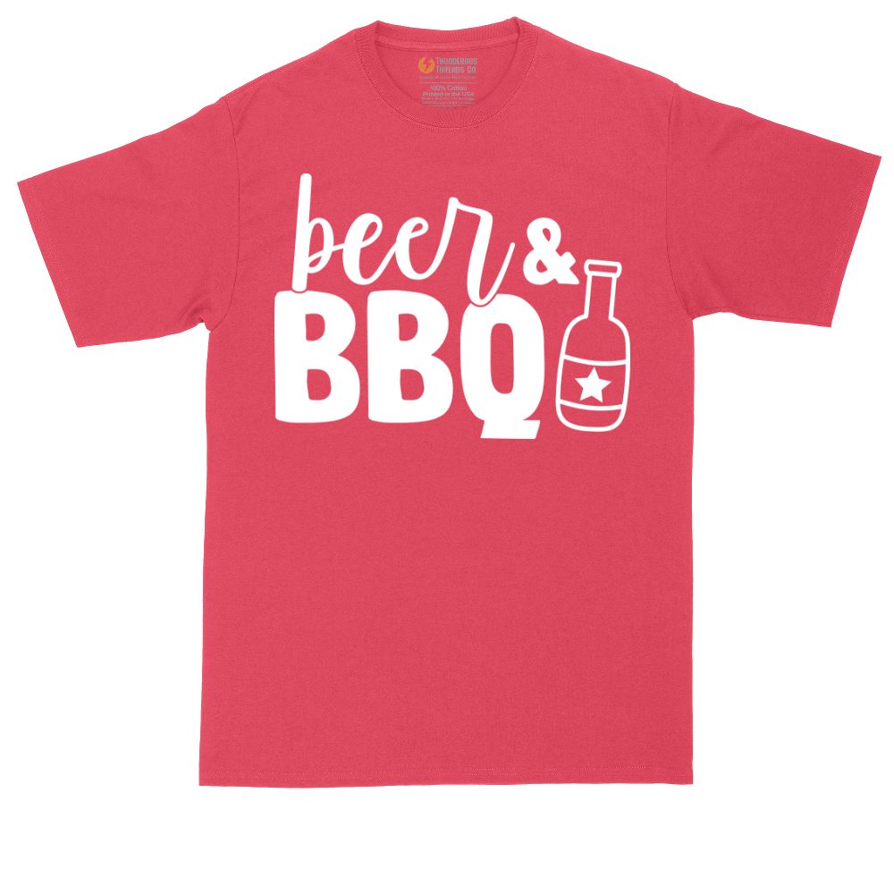 Beer and BBQ tall t-shirt for men in Heather Red