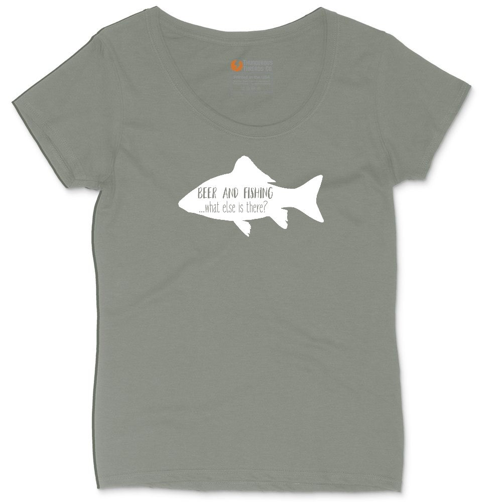 Beer and Fishing What Else is There Ladies Curvy Tee - Bamboo Blackout