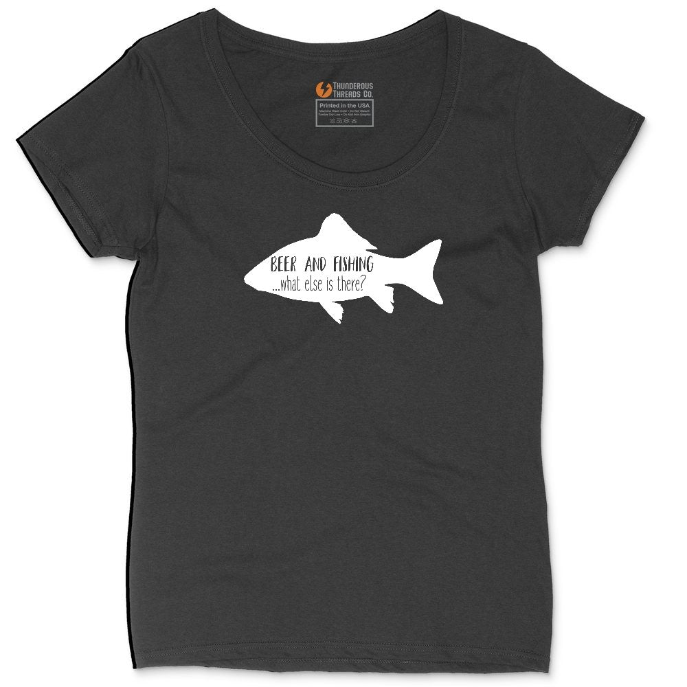 Beer and Fishing What Else is There Ladies Curvy Tee - Black