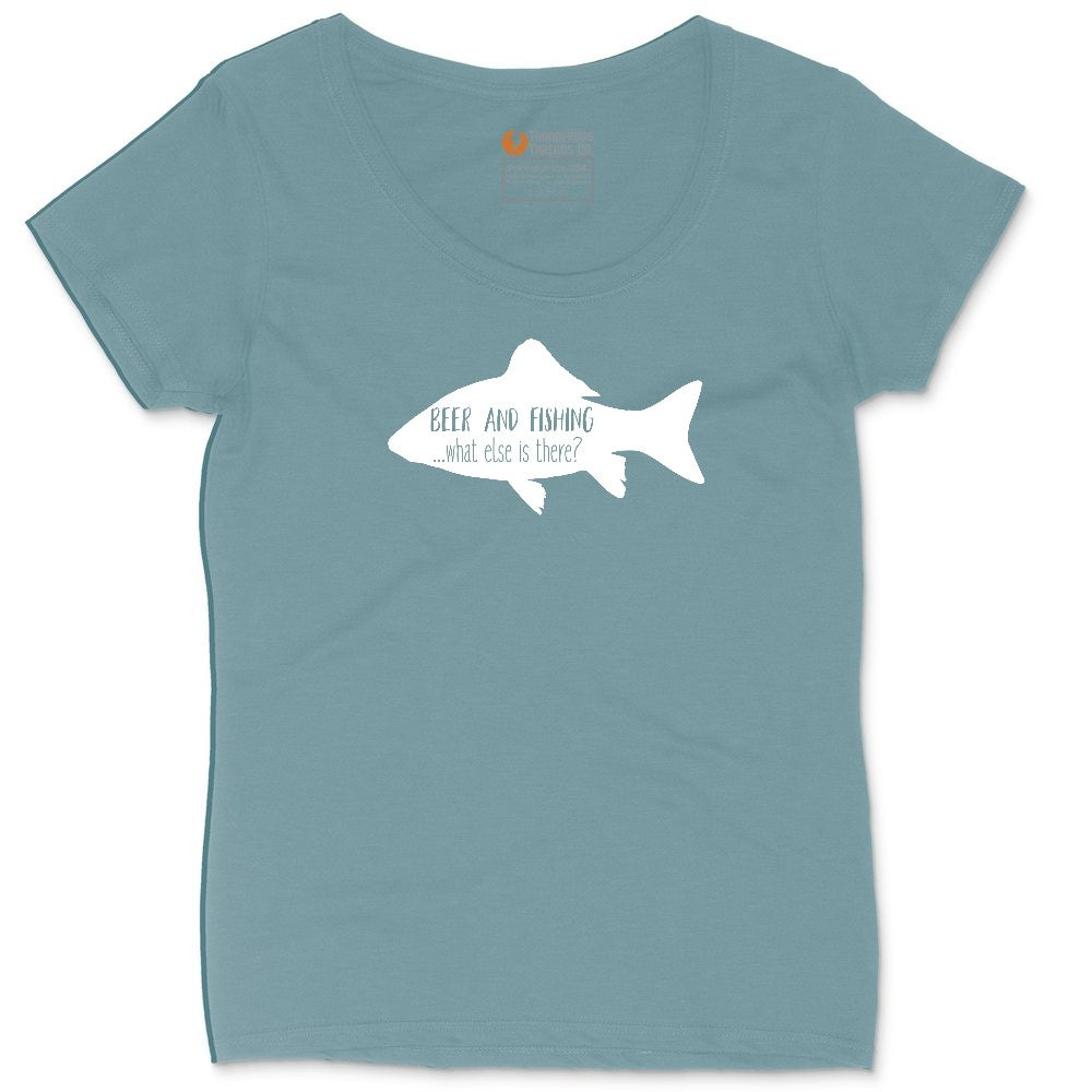 Beer and Fishing What Else is There Ladies Curvy Tee - Surf Blackout
