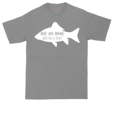 Beer and Fishing What Else is There tall t-shirt for men in Dark Heather Grey