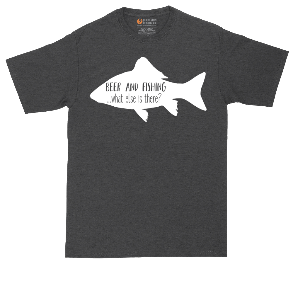Beer and Fishing What Else is There tall t-shirt for men in Dark Heather Grey