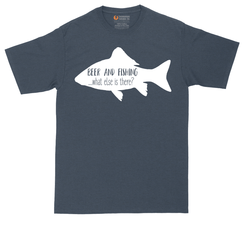 Beer and Fishing What Else is There tall t-shirt for men in Heather Navy