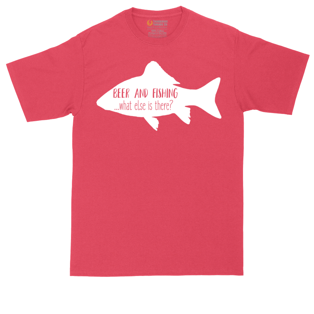 Beer and Fishing What Else is There tall t-shirt for men in Heather Red