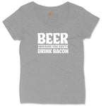 Beer Because You Can't Drink Bacon Ladies Curvy Tee - Granite Heather