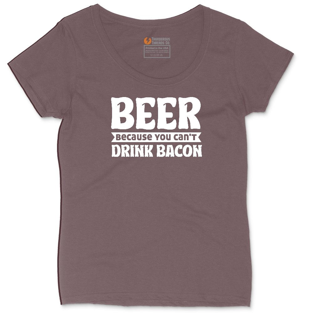 Beer Because You Can't Drink Bacon Ladies Curvy Tee - Sangria Blackout