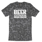 Beer Because You Can't Drink Bacon Ladies Short Sleeve Tee - Black Leopard