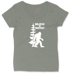 Believe in Bigfoot Ladies Curvy Tee - Bamboo Blackout