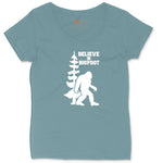 Believe in Bigfoot Ladies Curvy Tee - Surf Blackout