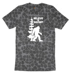 Believe in Bigfoot Ladies Short Sleeve Tee - Black Leopard