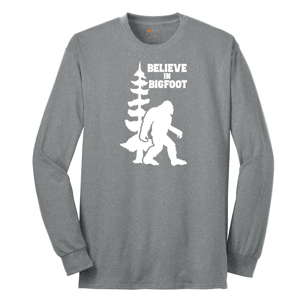 Believe in Bigfoot Long Sleeve Tee - Athletic Grey