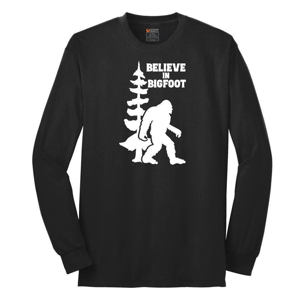 Believe in Bigfoot Long Sleeve Tee - Jet Black