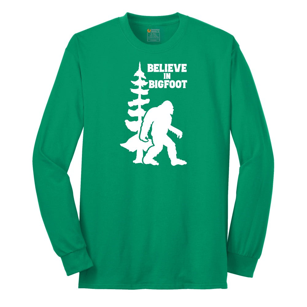 Believe in Bigfoot Long Sleeve Tee - Kelly Green