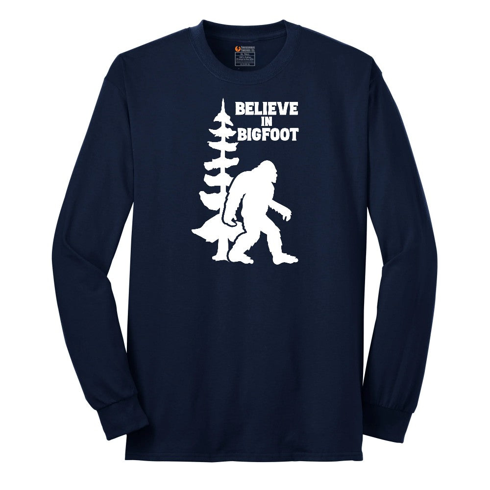 Believe in Bigfoot Long Sleeve Tee - Navy