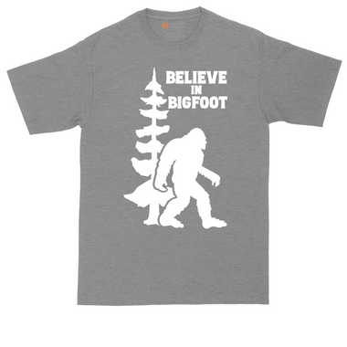 Believe in Bigfoot tall t-shirt for men in Jet Black