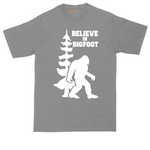 Believe in Bigfoot tall t-shirt for men in Athletic Heather