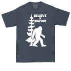 Believe in Bigfoot tall t-shirt for men in Heather Navy