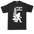 Believe in Bigfoot tall t-shirt for men in Jet Black