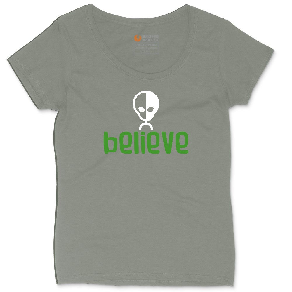 Believe Ladies Curvy Tee - Bamboo Blackout