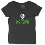 Believe Ladies Curvy Tee - Black