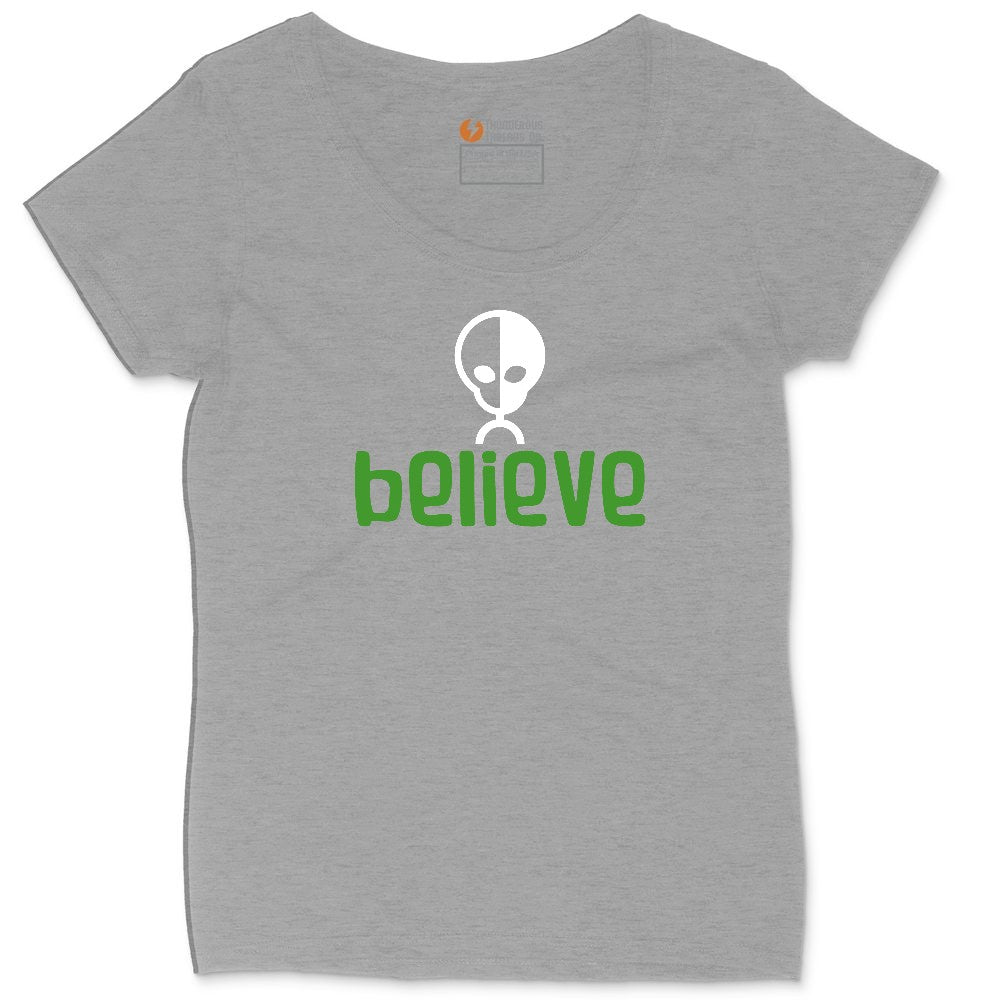 Believe Ladies Curvy Tee - Granite Heather