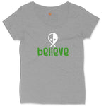 Believe Ladies Curvy Tee - Granite Heather