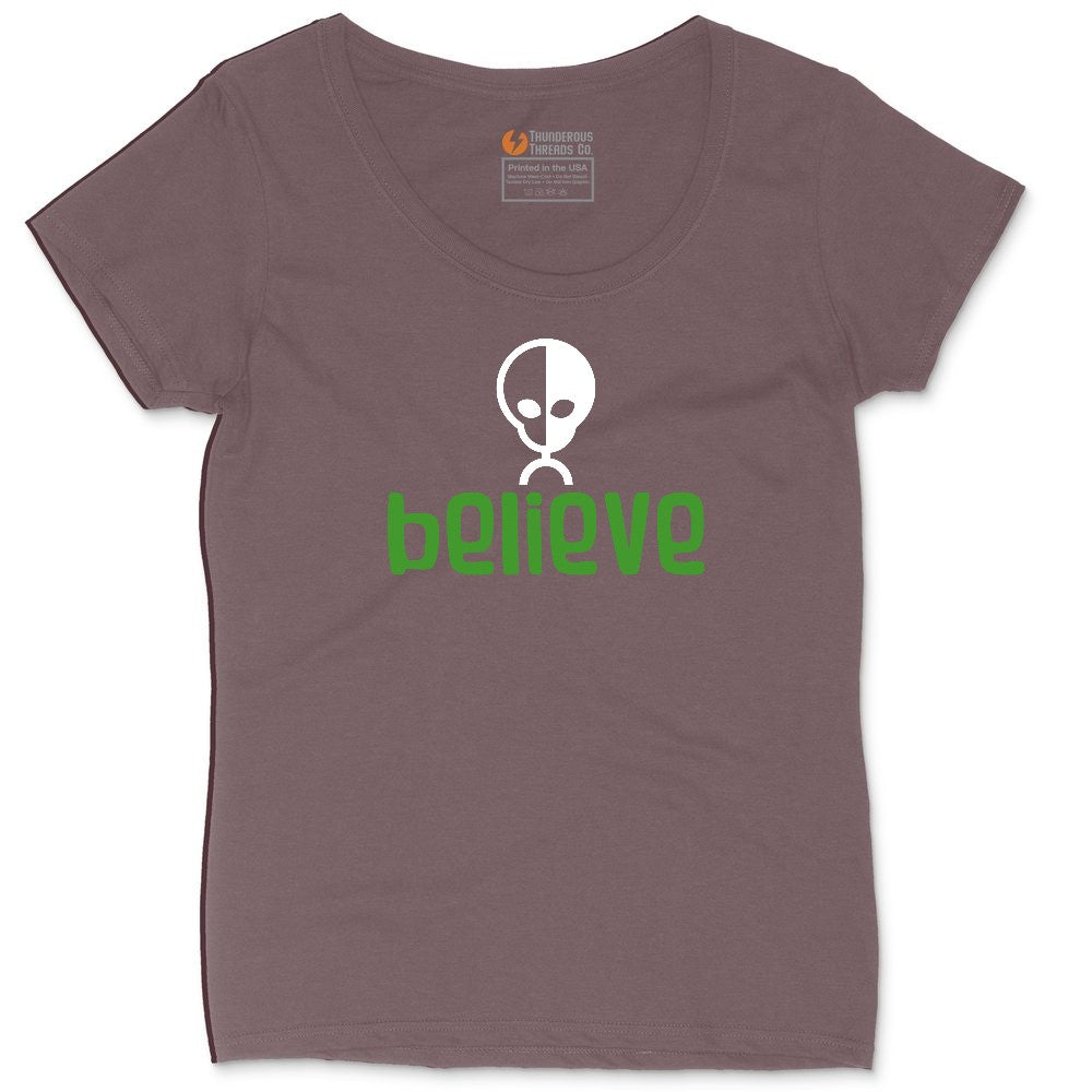 Believe Ladies Curvy Tee - Sangria Blackout
