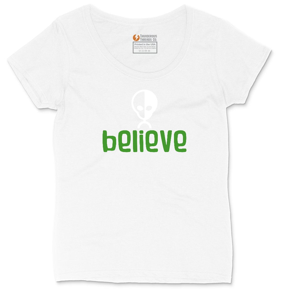 Believe Ladies Curvy Tee - White
