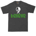Believe tall t-shirt for men in Dark Heather Grey