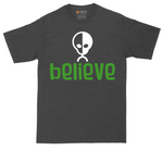 Believe tall t-shirt for men in Dark Heather Grey