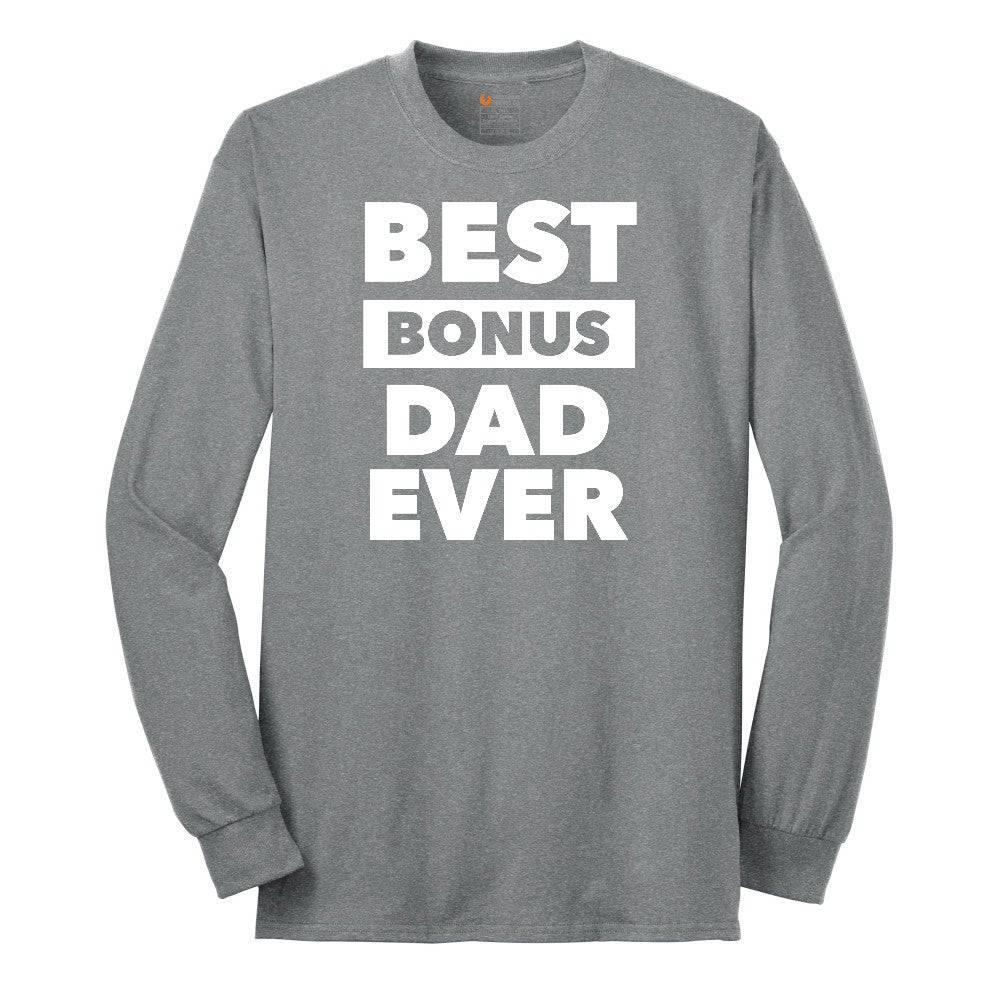 Best Bonus Dad Long Sleeve Tee - Athletic Grey