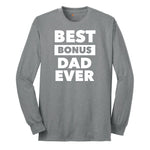 Best Bonus Dad Long Sleeve Tee - Athletic Grey