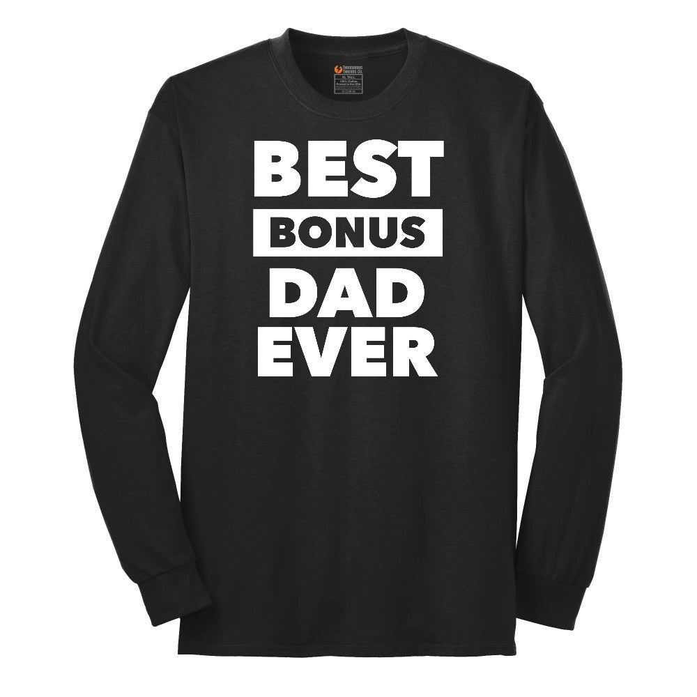 Best Bonus Dad Long Sleeve Tee - Jet Black