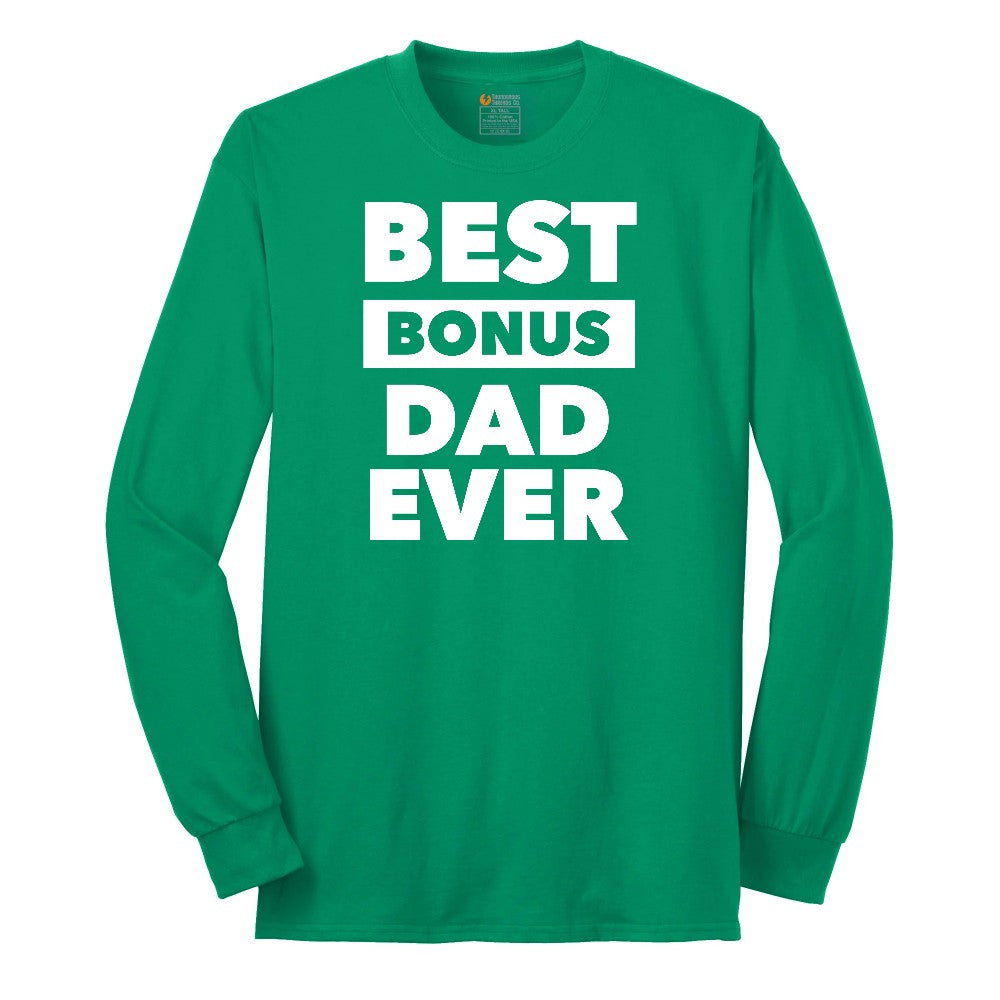 Best Bonus Dad Long Sleeve Tee - Kelly Green