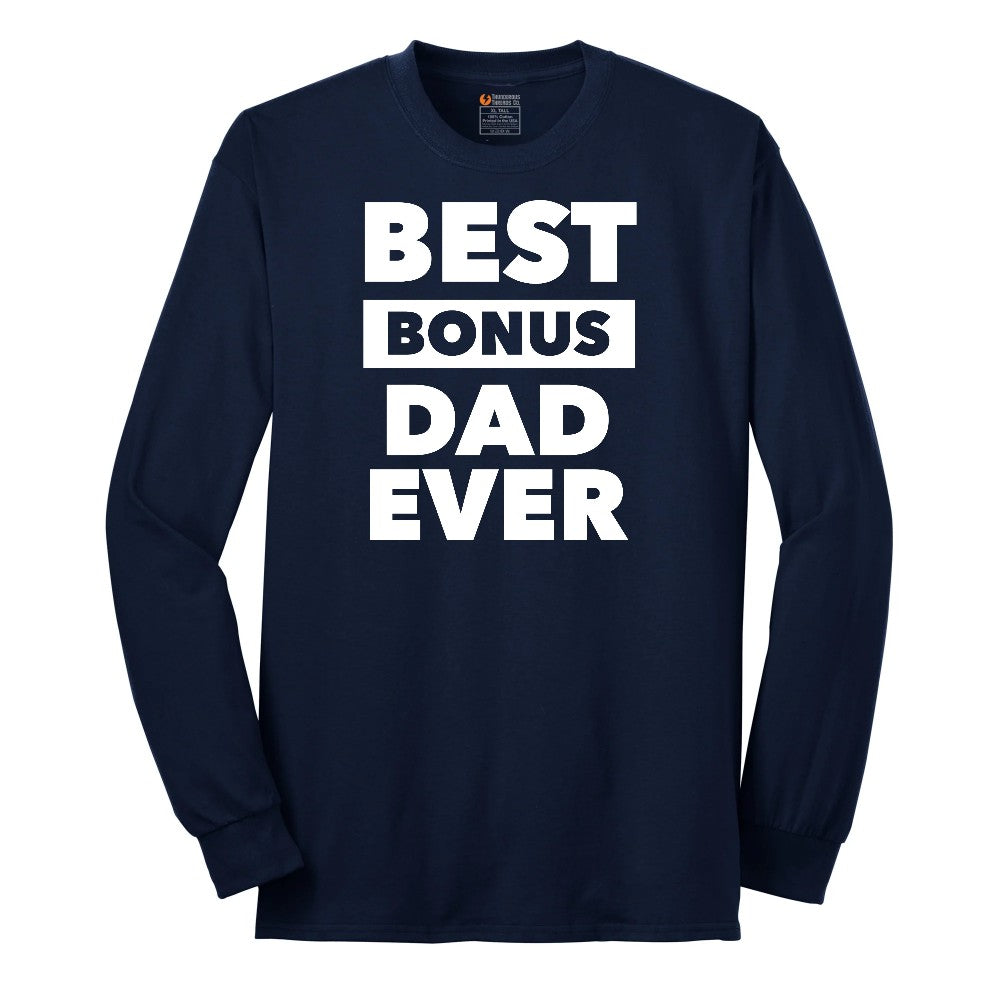 Best Bonus Dad Long Sleeve Tee - Navy