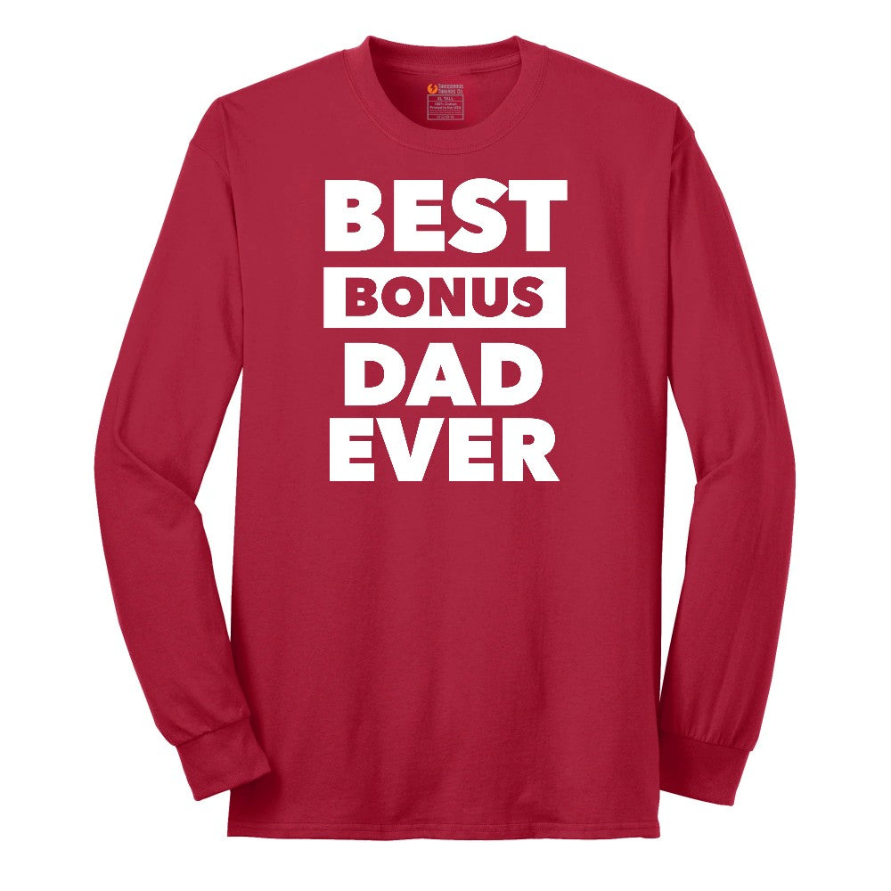 Best Bonus Dad Long Sleeve Tee - Red