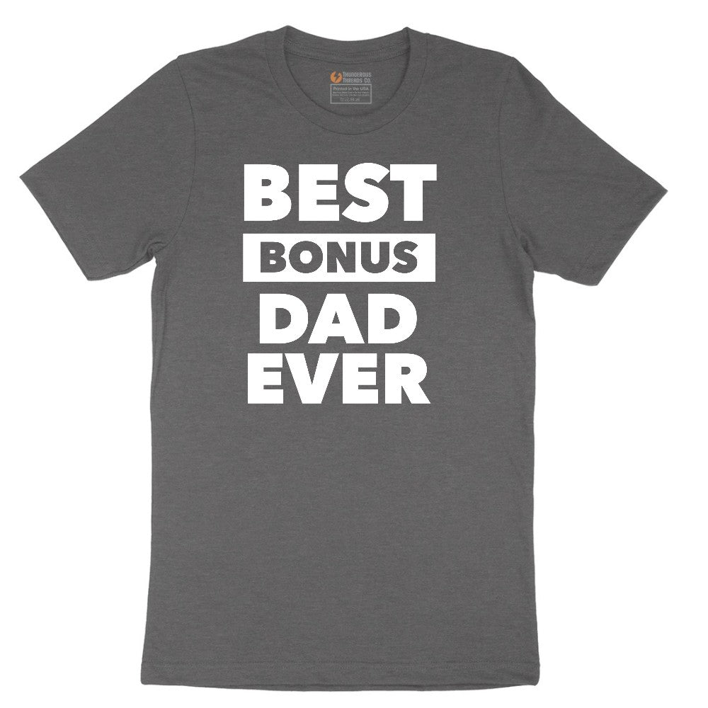 Best Bonus Dad Short Sleeve Tee - Dark Heather Grey
