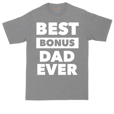 Best Bonus Dad tall t-shirt for men in Dark Heather Grey
