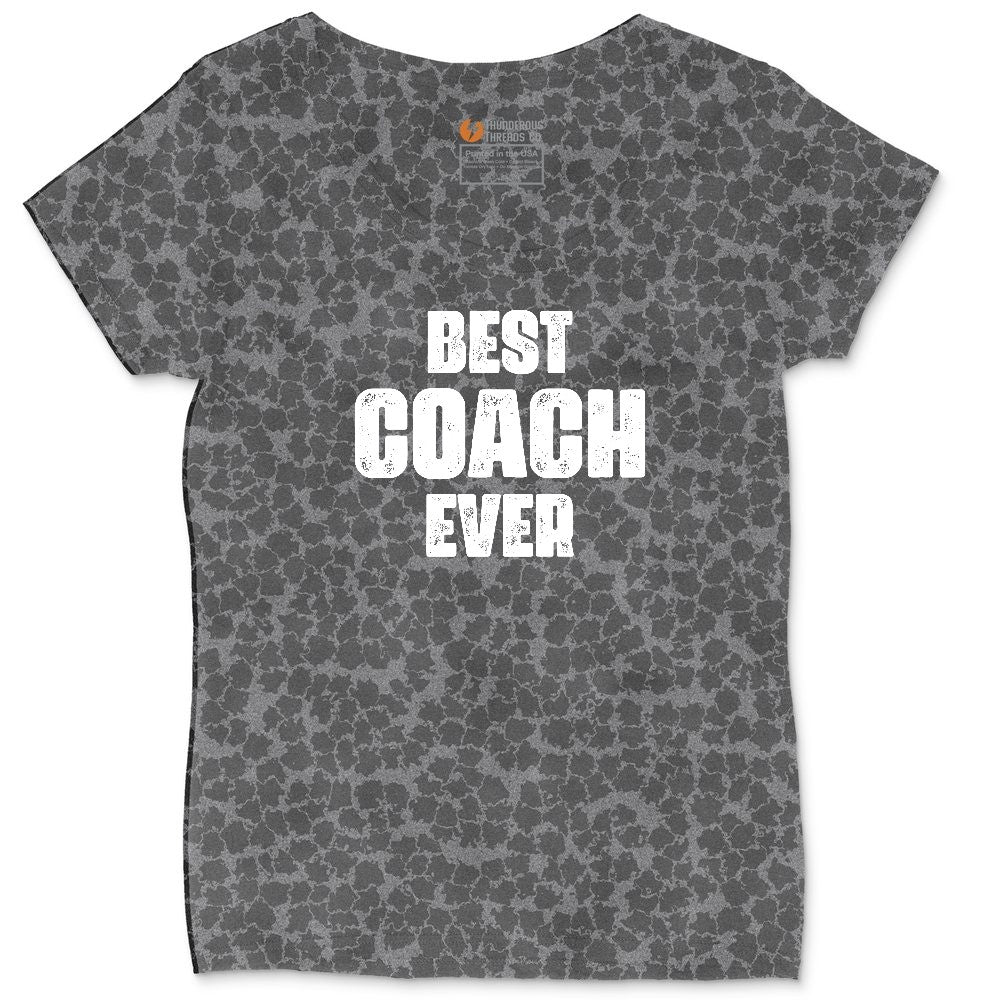 Best Coach Ever Ladies Curvy Tee - Black Leopard